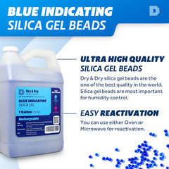 2 Gallon(15 LBS) “Dry & Dry” Premium Blue Indicating Silica Gel Beads