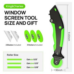 King&Charles Versatile Screen Roller Tool, 3 in 1 Spline/Repair Black