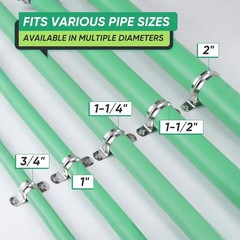 30PCS 3/4″ Tension Clips – Stainless Steel Pipe Clamps with Installation Screws