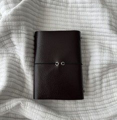 Dark Brown Leather Journal Cover with Charm A6