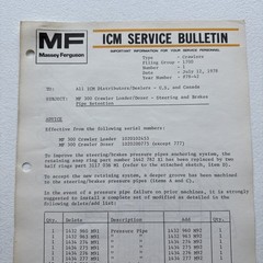 1978 Massey Ferguson MF 300 Crawler Loader/Dozer ICM Service Bulletin