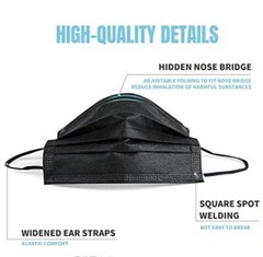 100 / 50 PCS Black Face Mask Mouth & Nose Protector Respirator Masks with Filter