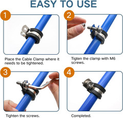 1 Inch Cable Clamp, 15 Pack Stainless Steel Wire Clamp, Rubber Metal Hose Clamps