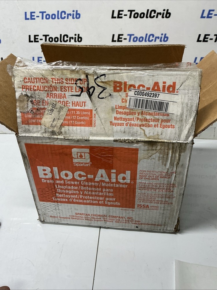 Box of 12 Spartan Chemical Bloc-Acid 7380-03 Drain/Sewer Cleaner. X-961s