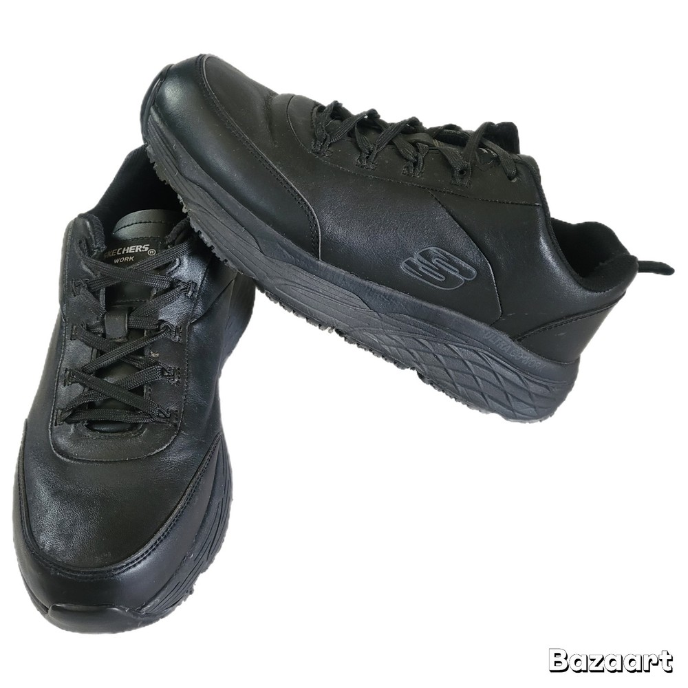 Skechers Men’s Ultra Go Work Air Cooled Memory Foam Black Leather Sneakers 10.5