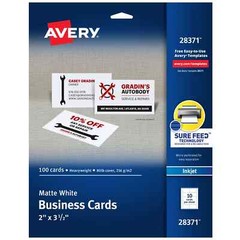 Avery Business Cards Perforated Matte White 2″x3.5″ Paper Inkjet pk of 100 cards