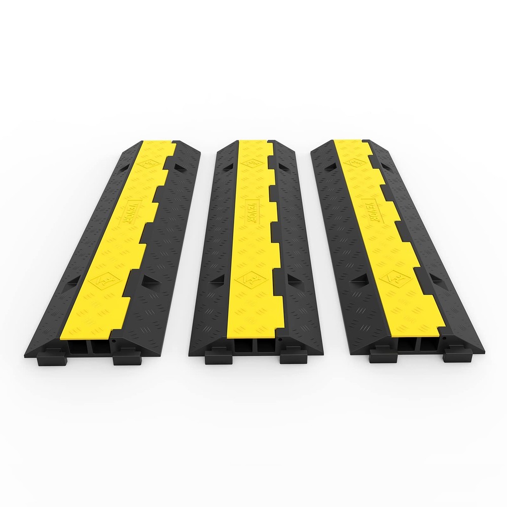 3x 2-Channel Cable Protector Ramp 11000lbs Rubber Traffic Speed Bumps _ SALE OFF