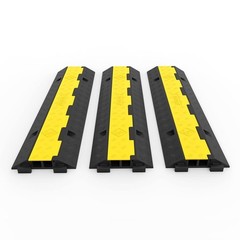 3x 2-Channel Cable Protector Ramp 11000lbs Rubber Traffic Speed Bumps _ SALE OFF