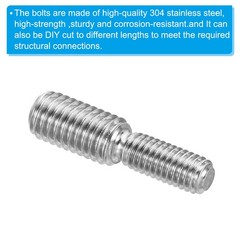 10Pack M6x1 to M8x1.25 Double End Threaded Stud Screw Bolt 304 Stainless Steel