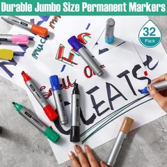 Fuutreo 32 Jumbo Permanent Markers Bulk Chisel Tip Waterproof Quick Dry Multicol