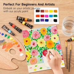 Acrylic Paint Set, 16 x12ml Tubes Artist Quality Non Toxic Rich Pigments Colors