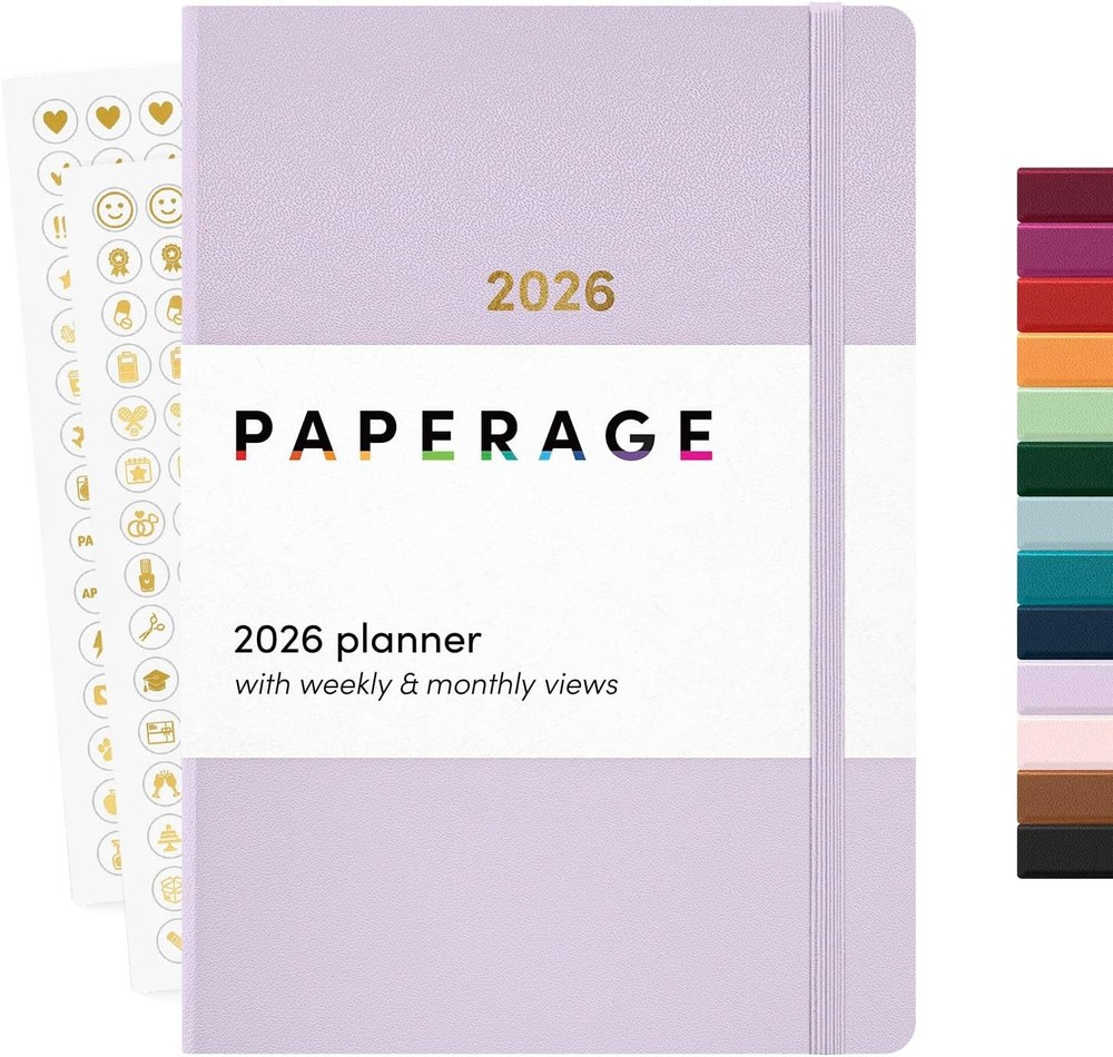 PAPERAGE 2026 Weekly & Monthly Planner, 12 Months (January 2026 – December 2026)