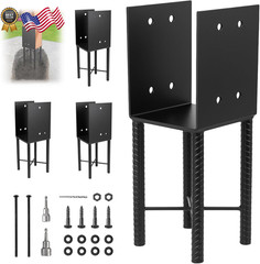 4 Pcs 6″x6″ Heavy Duty U-Shaped Post Base for Concrete Wet Concrete Post Anc