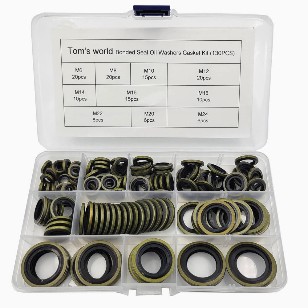 130Pcs Self-Centered Bonded Seal Oil Washers Gasket Assortment Kit for Plumbing,