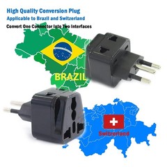 2 Pack US to Argentina Uruguay Brazil Australia Travel Adapter Plug Black
