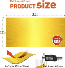 Gold Heat Shield Tape – Reflects 95% of Radiant Heat, 12″ X 24″ Heat Shield Wrap