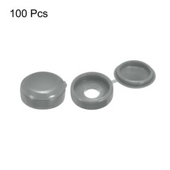 100Pcs 5mm Hinged Screw Cover Caps Plastic Fold Screw Snap Covers, Gray