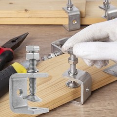 ZOWZEA 6 Pack 304 Stainless Steel Small C Clamps 1 1 3/16 inch─6pcs, Silvery