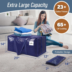6 Pack Extra Heavy Duty Large Moving Bags with Strong Zipper & Comfortable Handl