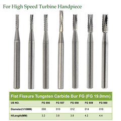 Dental Straight Fissure Carbide Burs FG Drill Bit FG 555 556 557 557L High Speed