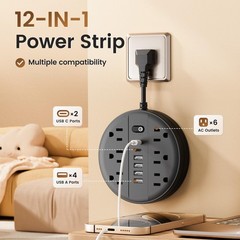 Surge Protector Power Strip, Extension Cord with 6 AC Outlets, 6 USB Ports (2…