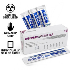 PACK OF 10 STERILIZED DISPOSABLE SCALPELS #21-SINGLE USE – DISSECTING, SURGICAL