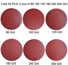 30 Pack 8″ PSA Sanding Discs Set – 5 Each of 80, 100, 120, 180,240, 400 Grit…