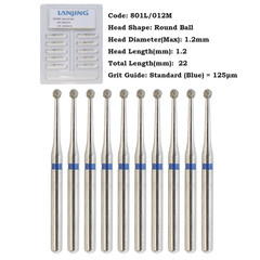 Dental Round Diamond Bur Surgical Long Burs 801L/012M Medium Grit FG High Speed