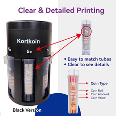 Automatic Coin Sorter 5 in 1 Coin Counter with Coin Wrappers, Sort Your Spare