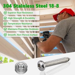 50 Pcs #14 x 3/4 Torx Pan Head Sheet Metal Screws with Bit, 304 Stainless Ste…