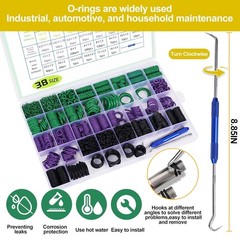 Comprehensive 2225pc Rubber O Ring Kit with Hook Set for DIY Plumbing & Auto