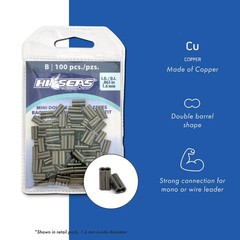Mini Double Barrel Copper Crimp Sleeves, 1.6 Millimeter Inside Diameter, 100-…