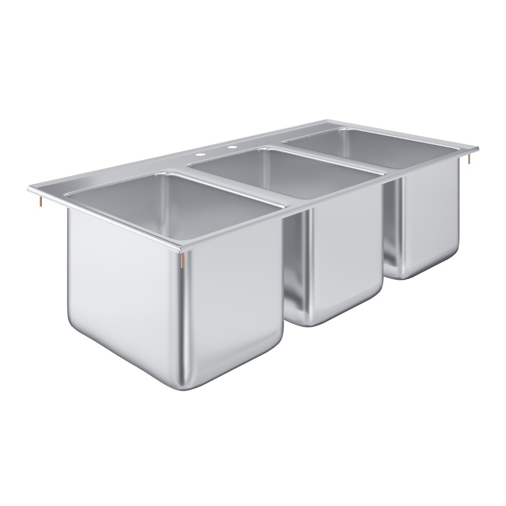 AmGood 10 in. x 14 in. x 10 in. Stainless Steel 3 Compartment Drop-In Sink. NSF