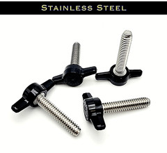 1/4″-20 x 1 1/4″ Thumb Screw T Bolts with Black Butterfly Tee Wing Knob 4 Pack