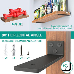 Heavy Duty Floating Shelf Brackets 6 Inch for 2×4 Wood Studs 4 Pack Black Coated