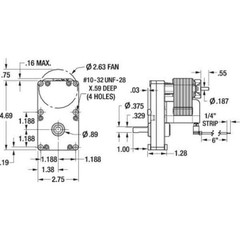 Dayton 1Lng2 Ac Gearmotor, 100 In-Lb Max. Torque, 1 Rpm Nameplate Rpm, 115V Ac