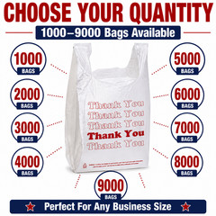 Bags 1/6 Large 21 x 6.5 x 11.5 “Thank You” T-Shirt Plastic Grocery Shopping 0.48