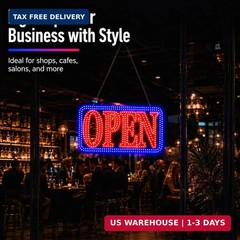 LED Open Signs for Business, High-Brightness Open Sign with Remote Control, 16.5
