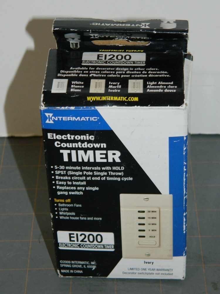 Intermatic EI200 Electric Timer 5-30 min Ivory 15A 120VAC Light/Fan Auto Switch