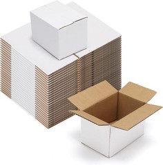 6x4x4 Shipping Boxes 50 Pack, White Cardboard Boxes Kraft Corrugated Mailer B…