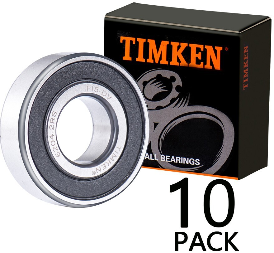 10PACK TIMKEN 6204-2RS 20X47X14MM Double Rubber Sealed Bearings 6204RS 6204RSH