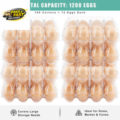 100 Packs Egg Cartons Cheap Bulk，Plastic for 12 Eggs, Clear Egg Cartons 3 * 4 ，