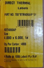 Direct Thermal Labels 4×1000 Per roll 4×6 With 3″ Core (Part #:700*BTM4060AP*DT)