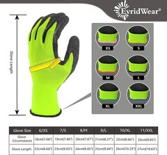 EvridWear 12 Pairs Pack Crinkle Latex Rubber Coated Work Gloves