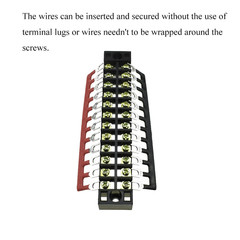 12-Positions Dual Row 600V 15A Screw Terminal Blocks Pre-Insulated Barrier Strip