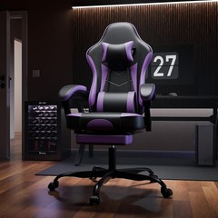 Purple Ergonomic Gaming Chair, Computer Chair with Footrest and Lumbar Support a