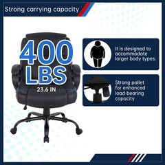 Big and Tall Office Chair 400lbs Wide Seat Ergonomic Desk Chair with Lumbar Arms