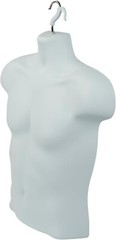 Molded Man’s Shirt Torso Form Fits S – L Hanging Male Mannequin White