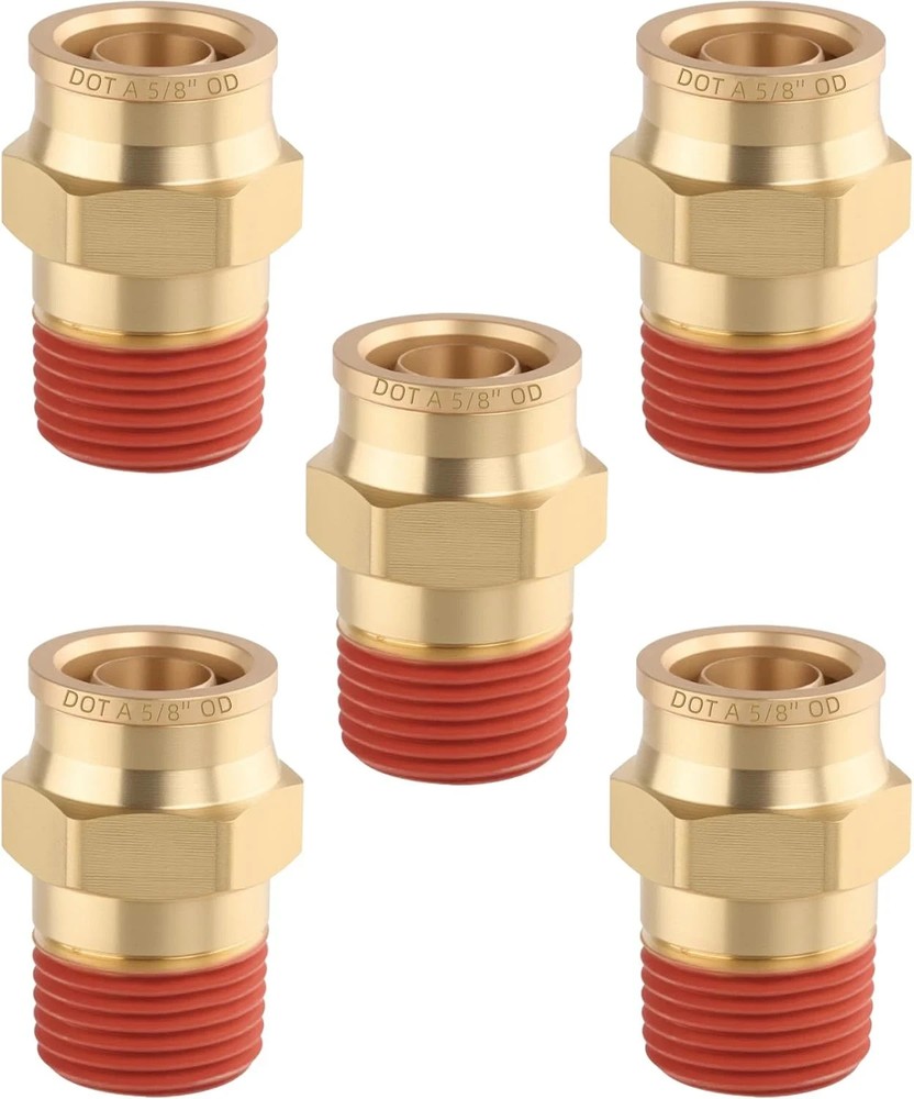 5PCS Air Brake Quick Push to Connect Fittings, 5/8″ Tube OD X 1/2″ NPT Thread Ai