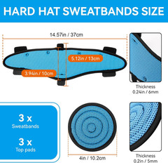Hard Hat Sweatband and Top Pad for Safety Helmet, Washable Hard Hat Cooling Line